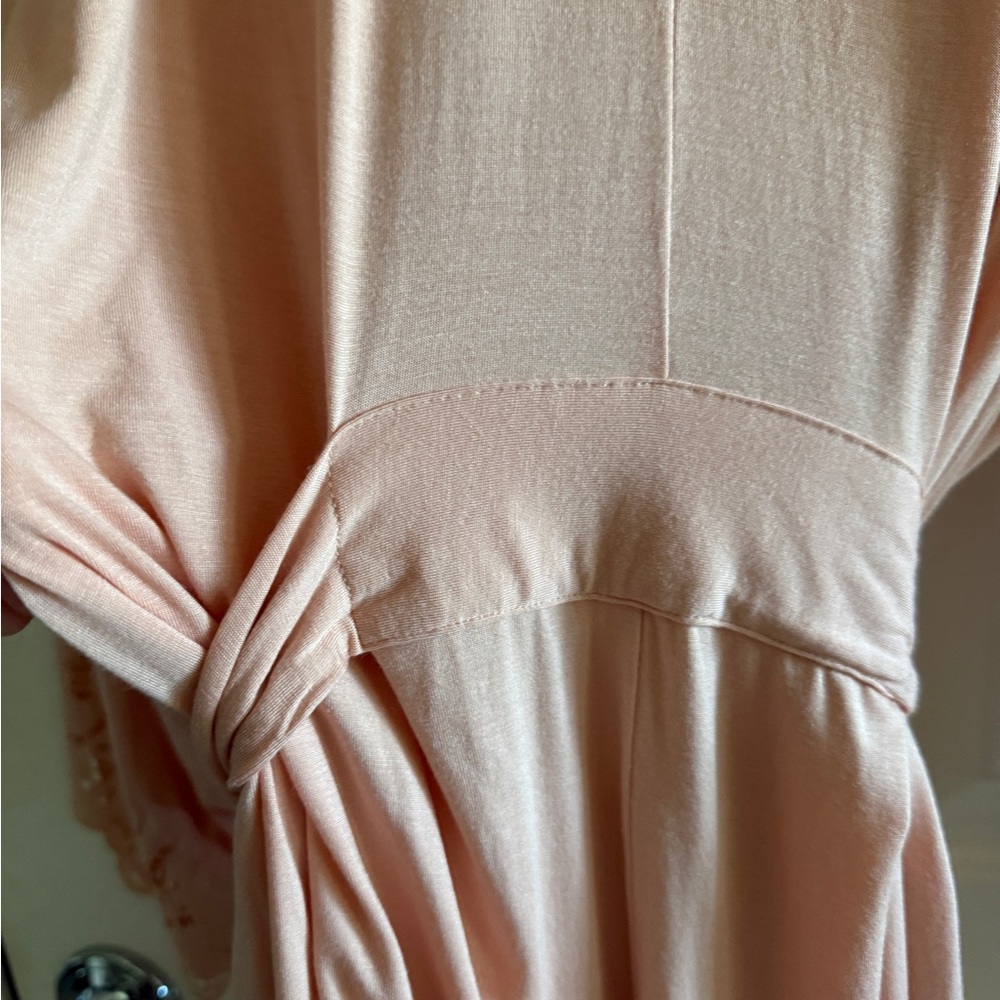 $148 Eberjey Women's Pink(peachy) Lace Knit Kimono Sleeve Self-Tie Naya Robe  S - Picture 7 of 9